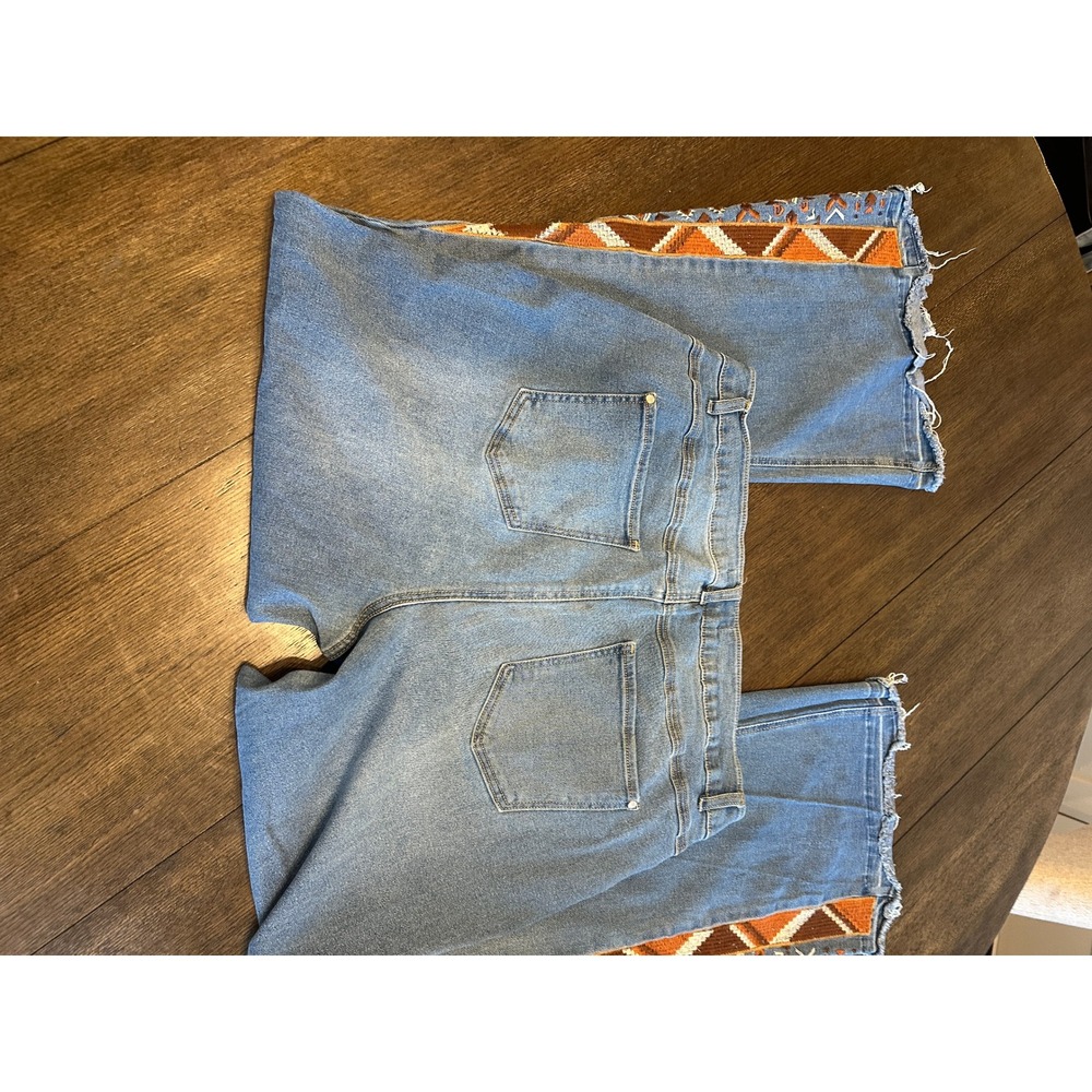 EST 1946 Denim Flare Jeans Embellished Boho Geometric Print Plus Size 18W - Picture 5 of 8